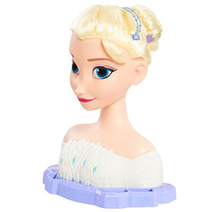 Disney Frozen Deluxe Elsa Styling Head, Blonde Hair, 30 Piece Pretend Play Set, Wear and Share Accessories, by Just Play