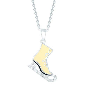 Silver Plated Ice Skate Pendant, 18" Chain