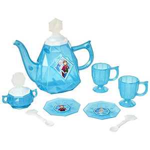 Disney Frozen Tea Set for Girls - 10 Piece Tea Party Set - Pretend Tea Time Play Kitchen Toy , Blue