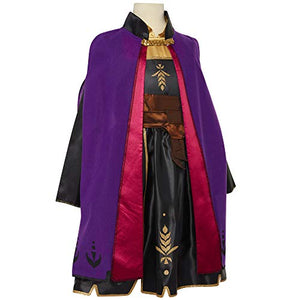 Role-Play Dress with Rich Violet Travel Cape, Featuring Intricate Belt Design & Artistic Dress Trim - Fits Sizes 4-6X, For Ages 3+
