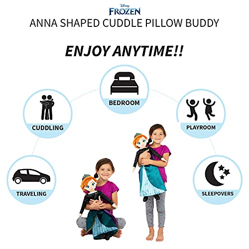Disney Frozen Anna Kids Bedding Super Soft Plush Cuddle Pillow Buddy, "Official" Disney Product By Franco